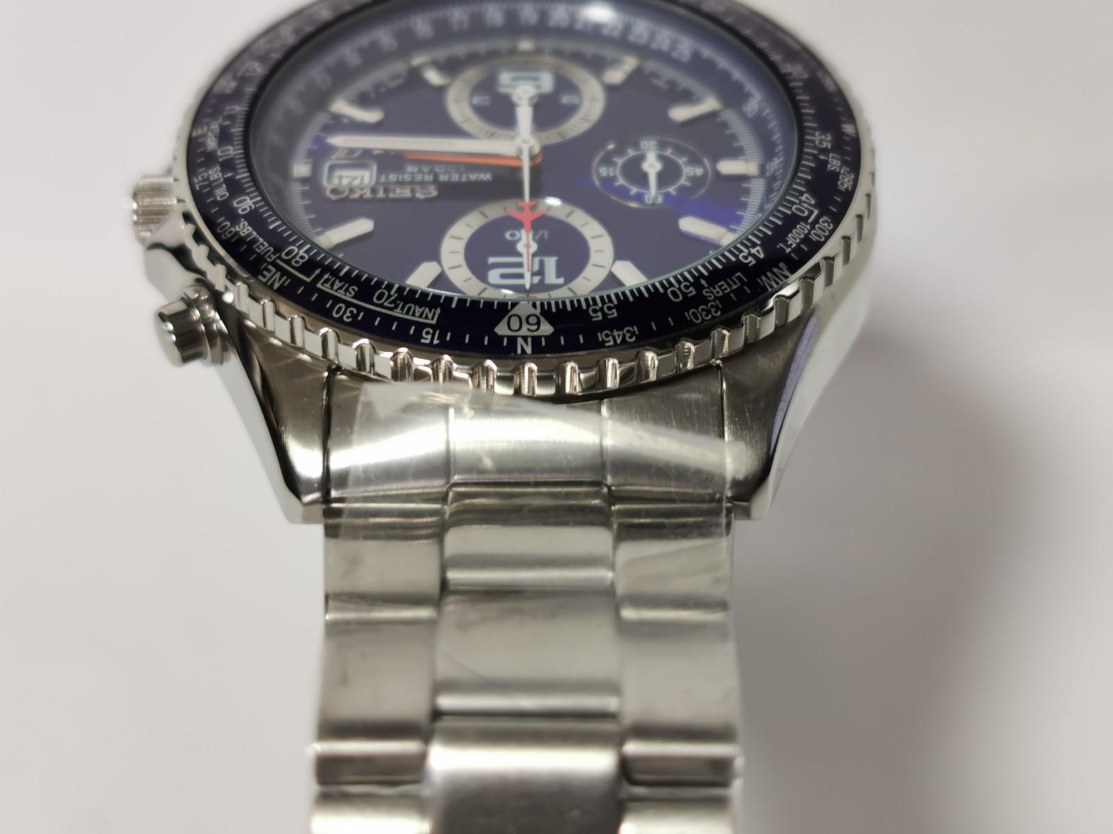 NOS Seiko ANA Flightmaster SZER021 7T92-0CF0 Quartz Chronograph Date Pilot Watch image 5