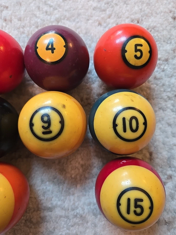 Juego de bolas de billar/pool vintage del centenario Brunswick USADAS faltan 14 antiguas retro Foto 4 de 4