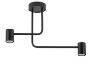 Schwarze Deckenleuchte Metall GU10 2-Flammig L:60 Cm Akzentuiert Flur Lampe