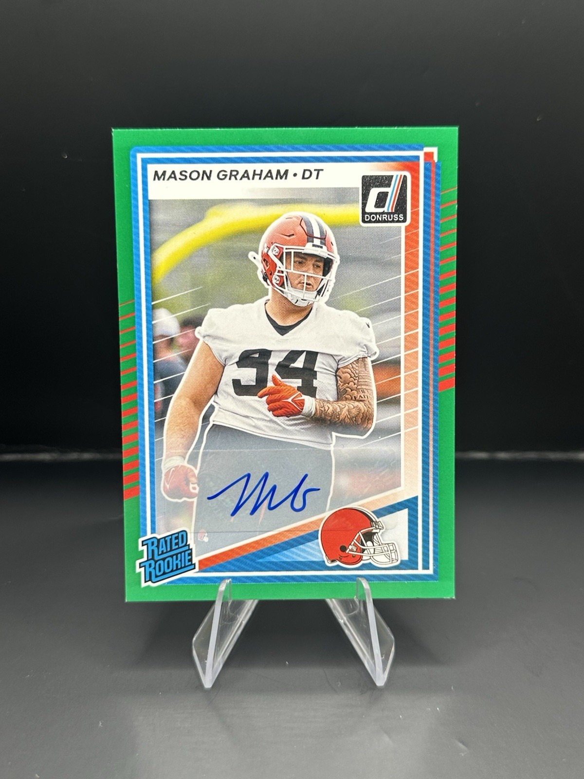 2025 Panini Donruss Mason Graham Rated Rookie Auto Green Cleveland Browns