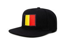 Country Hat, Adjustable Snapback Trucker Baseball Cap (Belgium, Black Flatbill)