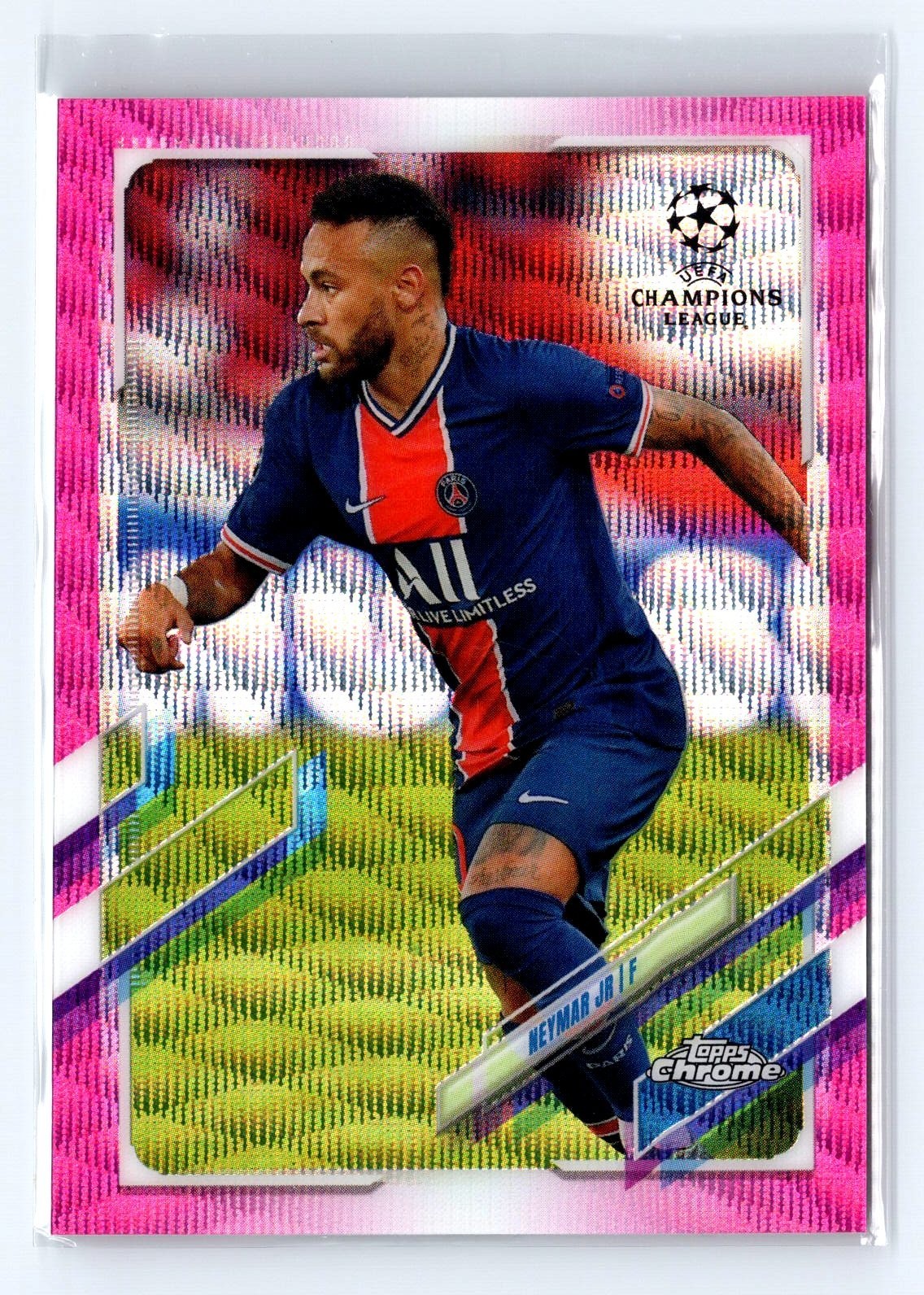 2020-21 Topps Chrome UCL Pink X-Fractor Refractor Neymar Jr #16 PSG