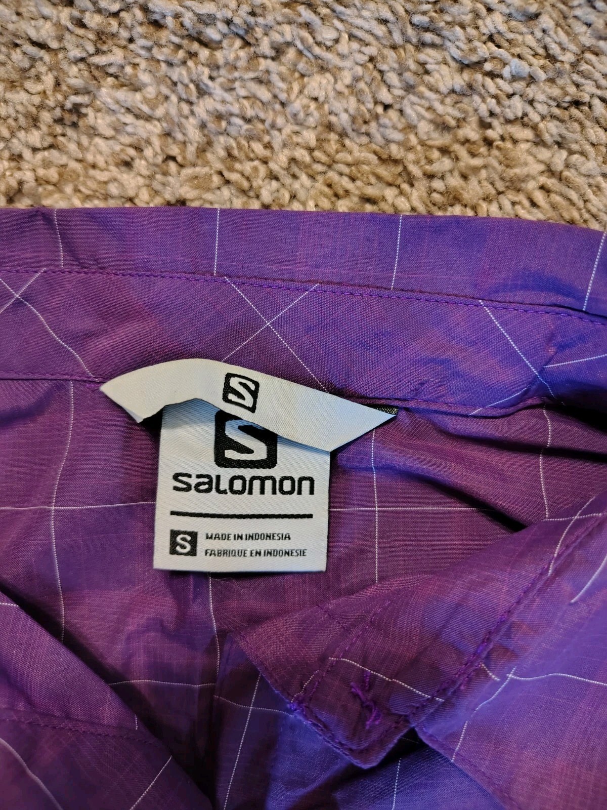 Camicia Salomon donna piccola viola bottoni a quadri pelle avanzata outdoor campeggio escursione