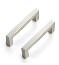 10 Pack 4.25” Kitchen Square Cabinet Handles Satin Nickel Pulls Brushed Nickel