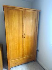 Oak Furnitureland Waxed Wood 2 Door Wardrobe 2 Drawers Brown 105x57cm