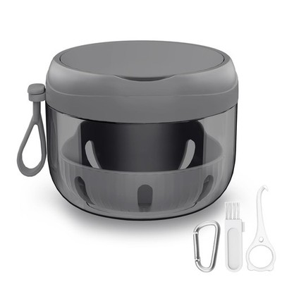 Denture Bath Box Cup, Leak Proof Cup Kit Portable Large, Black 