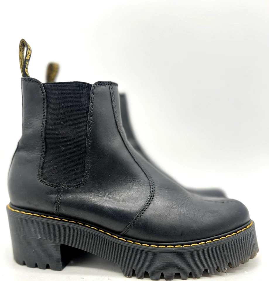 Dr Martens Rometty Chelsea Platform Boots Womens Size 10 Black Leather Lugs - Image 3 of 4
