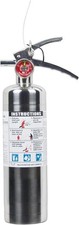   2026- 2  lb. CHROME/STAINLESS STEEL ABC FIRE EXTINGUISHER W/VEHICLE BRACKET