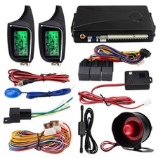 EC205 2 Way Car Alarm System with LCD Pager Display keyless Entry Remote Engi...