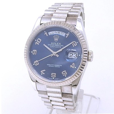 Rolex Day-Date 18k White Gold President Automatic Blue Men's Watch 18239