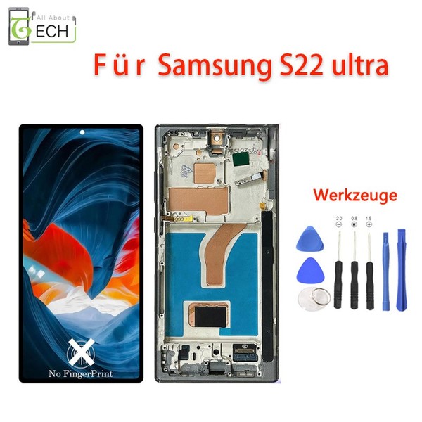 FüR Samsung Galaxy S22 Ultra S908 Lcd Display (Tft) Mit Rahmen Touchscreen-image