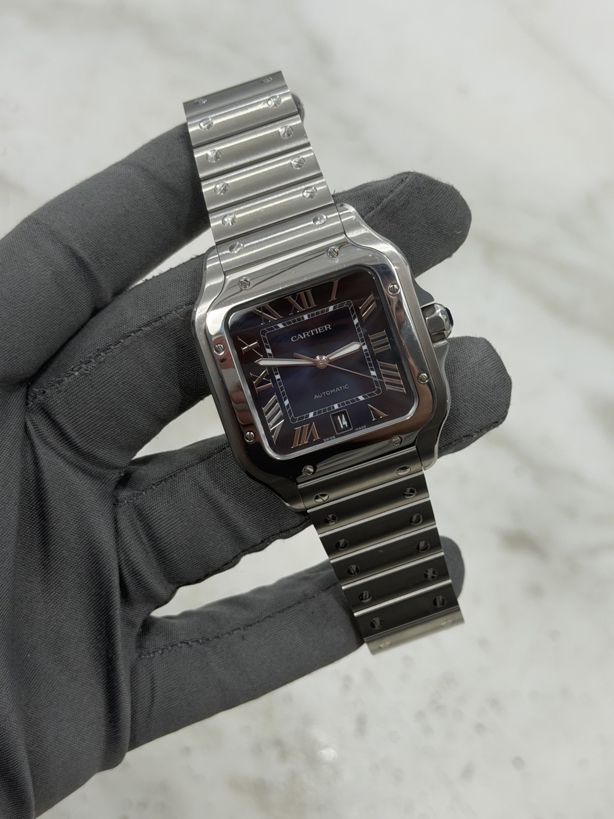 2023 Cartier Santos de Cartier Steel Blue Dial 39.8mm Auto Mens Watch WSSA0030 image 2