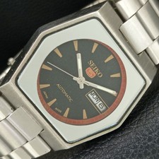 GENUINE VINTAGE SEIKO 5 AUTOMATIC 6309A JAPAN MENS BLACK DIAL WATCH a709937-1