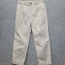 Brooks Brothers 346 Mens Khaki Chino Pleated Flat Front Pants W36 L30 Cotton