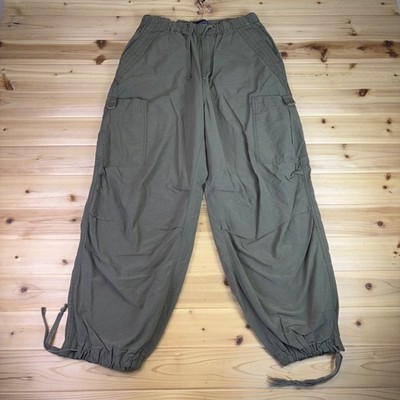 Aeropostale Pants Womens XS Olive Green Parachute Cargo Baggy Tie Cuff Pants