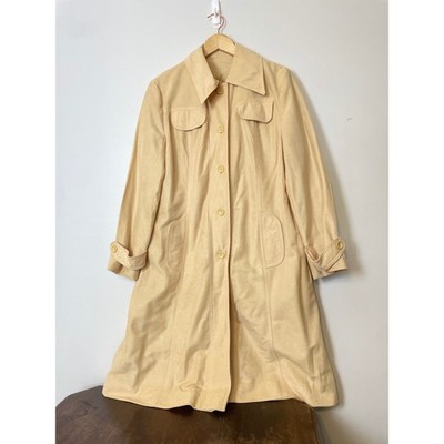VTG 70s Women s All Seasons Trench Jacket Duster By Lanson MED Butter Yellow Tan