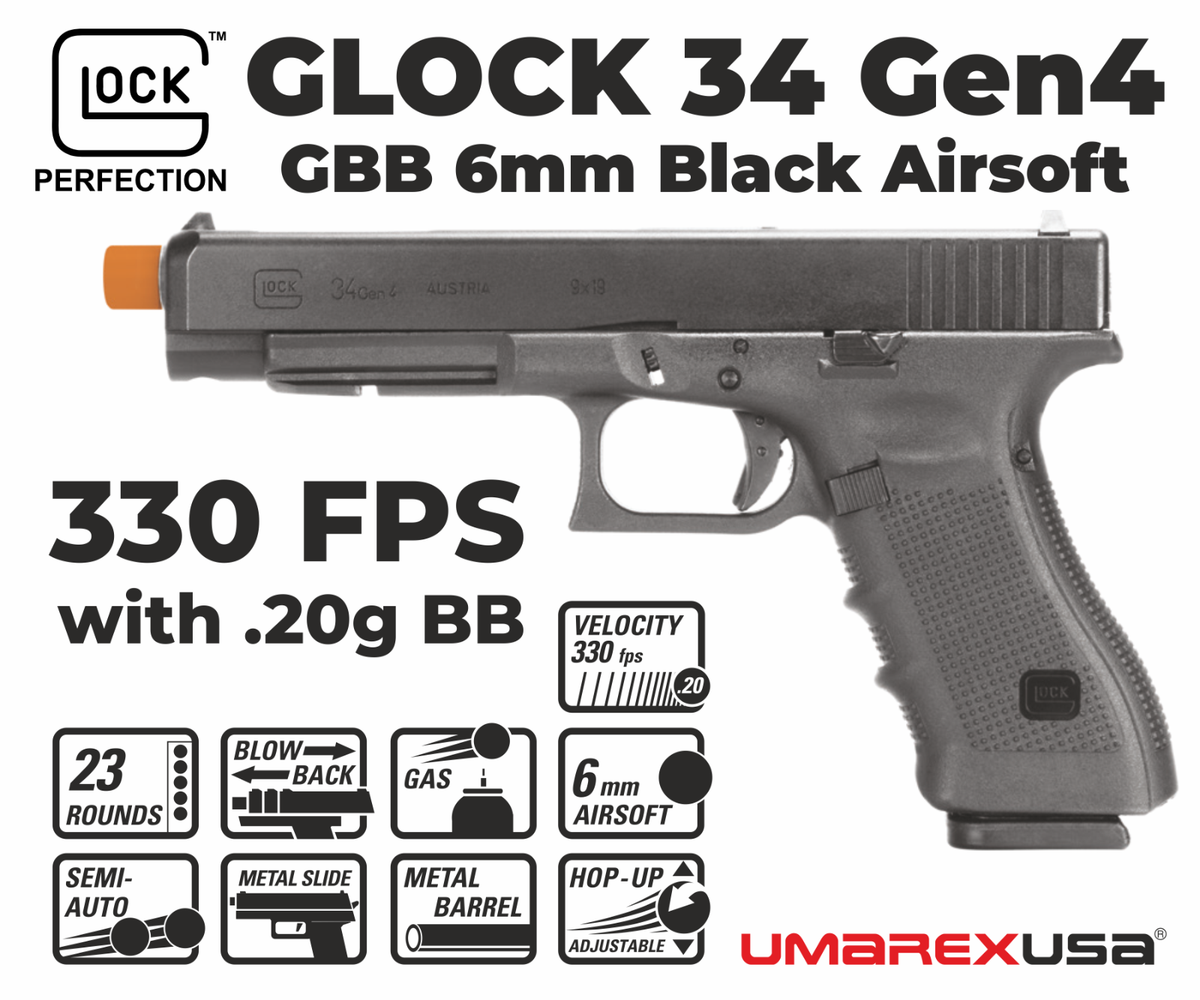 Umarex Glock 34 Gen 4 6mm Green Gas Blowback Airsoft Pistol