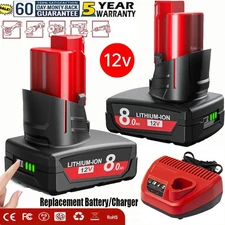 For Milwaukee For M12 12v LITHIUM Replacement Battery with LED Indicator/Charger