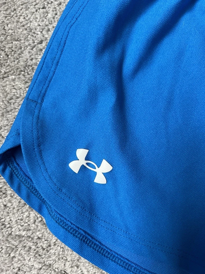 Under Armor Girls Shorts Size YMD  Lot Of 2 Blue/Black Logo Drawstring Summer - Image 3 of 4