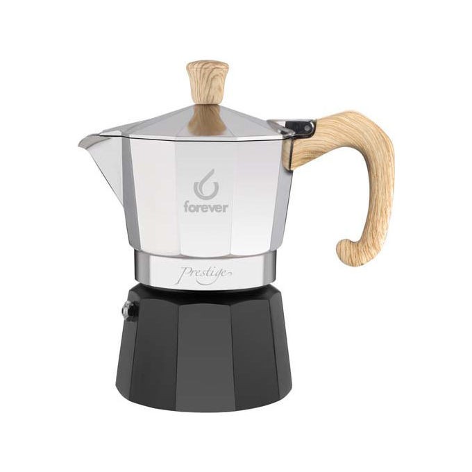 Forever Miss Moka Woody 6 Tazze: Caffettiera in Alluminio Effetto Legno