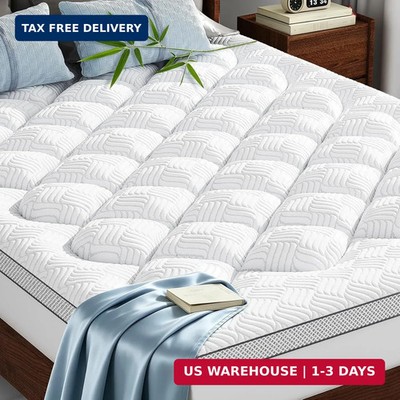 3 Inch Extra Thick Queen Size Mattress Topper, Cloud-Like Pillow Top Mattress Pa
