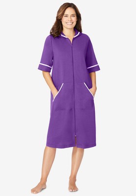 Dreams & Co. Plus Size Short French Terry Robe