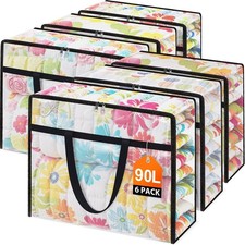 6 Packs 90L Clear Under Bed Storage Containers, Large Clothes Storage Bags ...