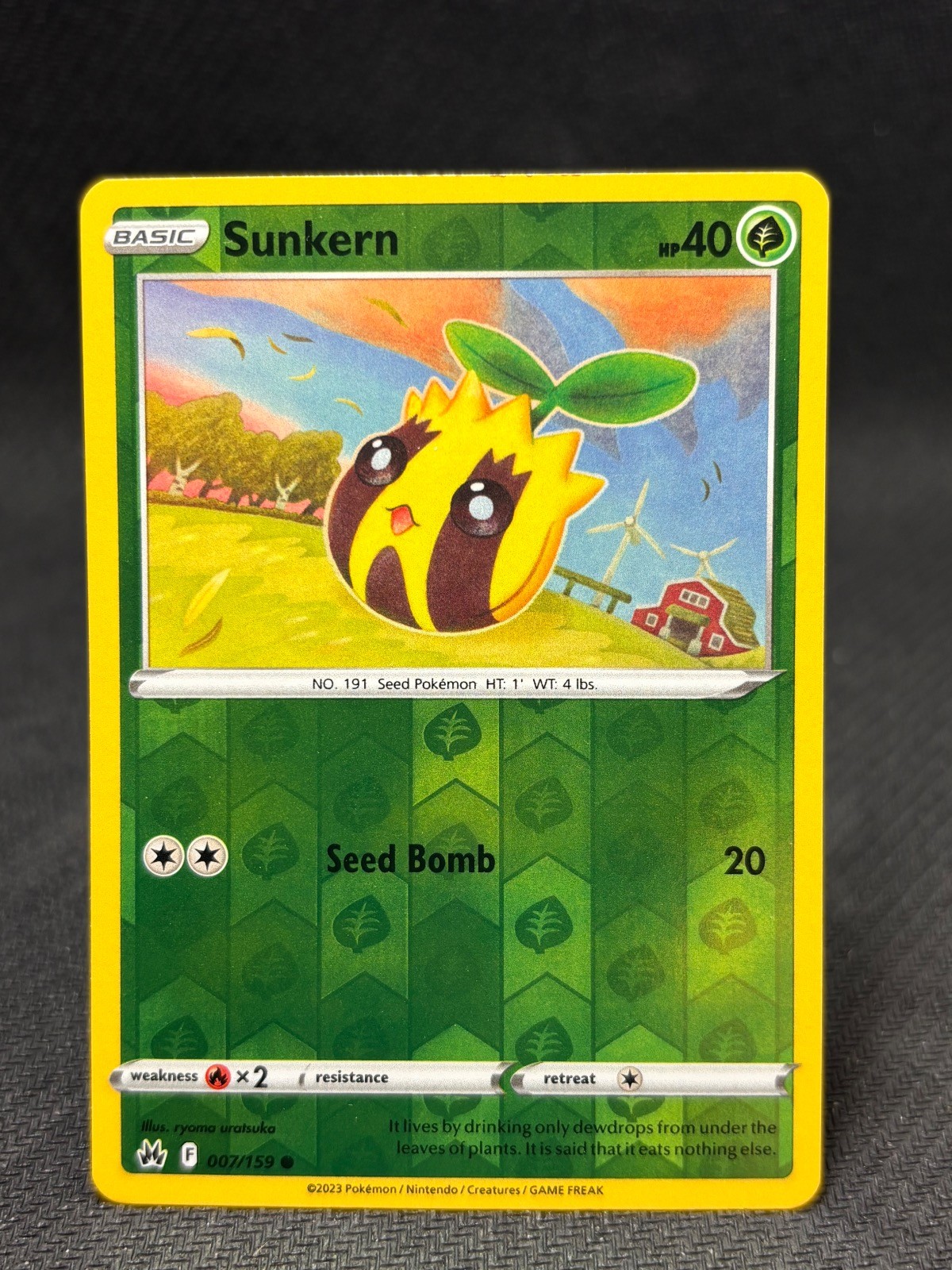 Sunkern 007/159 Common Crown Zenith Pokemon Reverse Holo Lightly Played