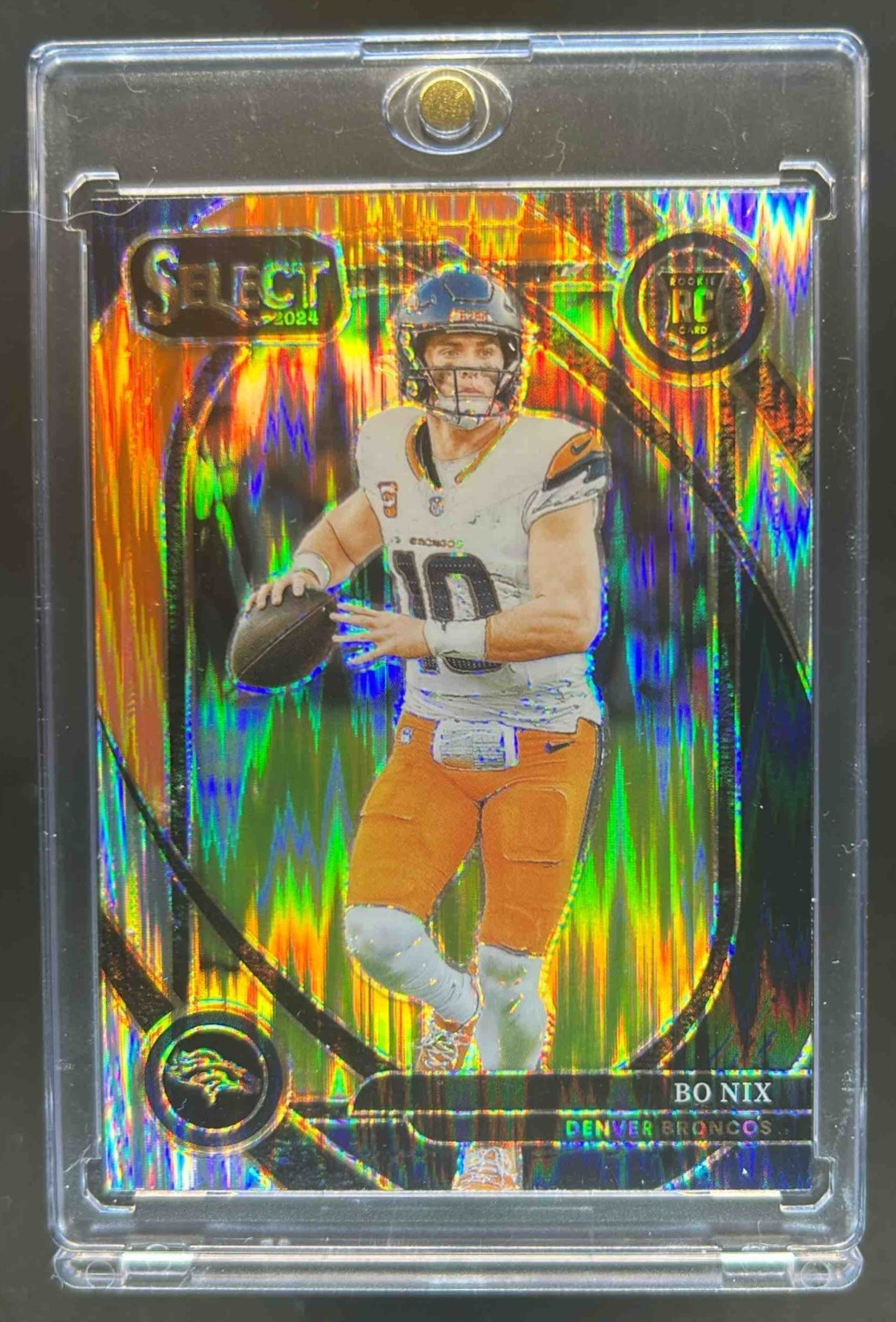 2024 Select Bo Nix Club RC Black and Orange Prizm Shock #221 Broncos