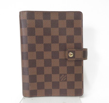 Auth LOUIS VUITTON Damier Ebene Agenda MM Day Planner Notebook Cover F#54834