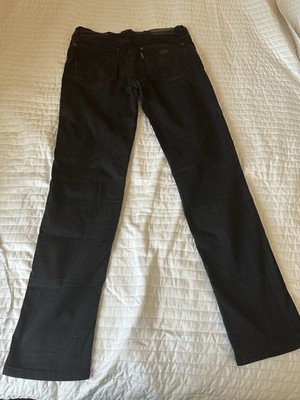 Montana Black Denim Tight Fit Straight Jeans Cotton Logo Button Zip Pockets Men