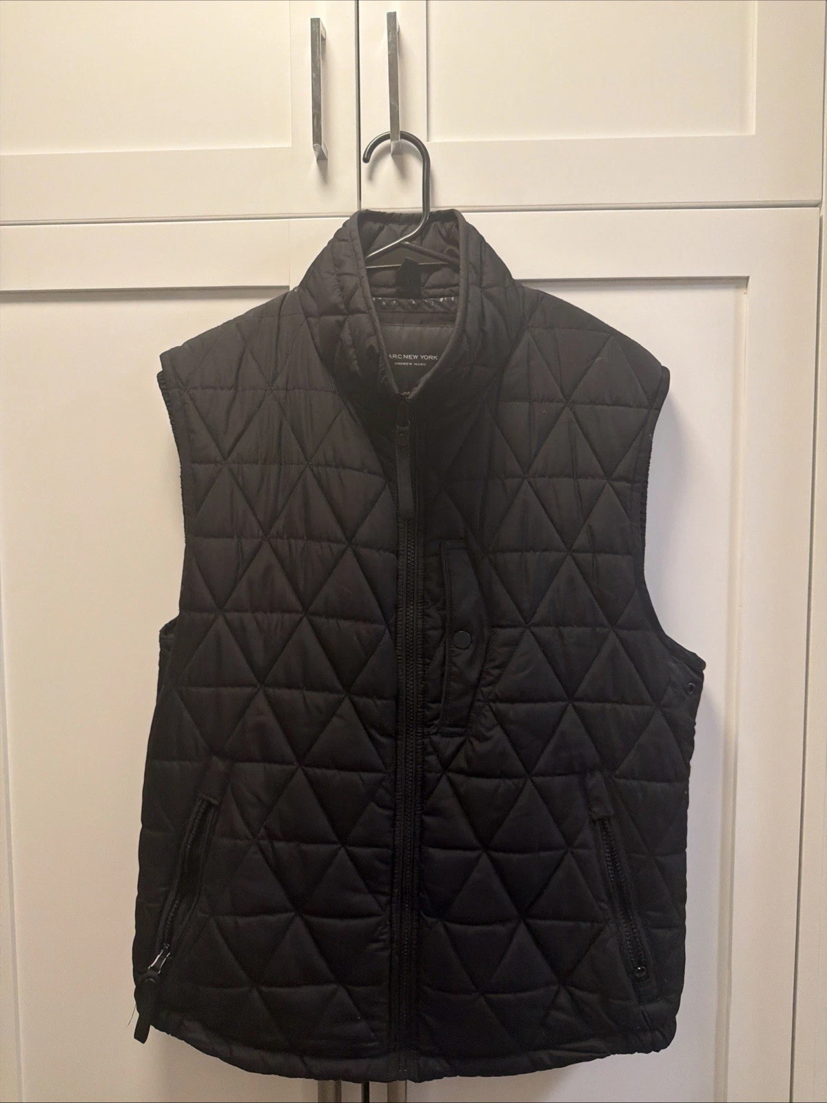 Marc New York Andrew Marc Men's Navy Quilted Full Zip Vest Zipped Pockets M image 1