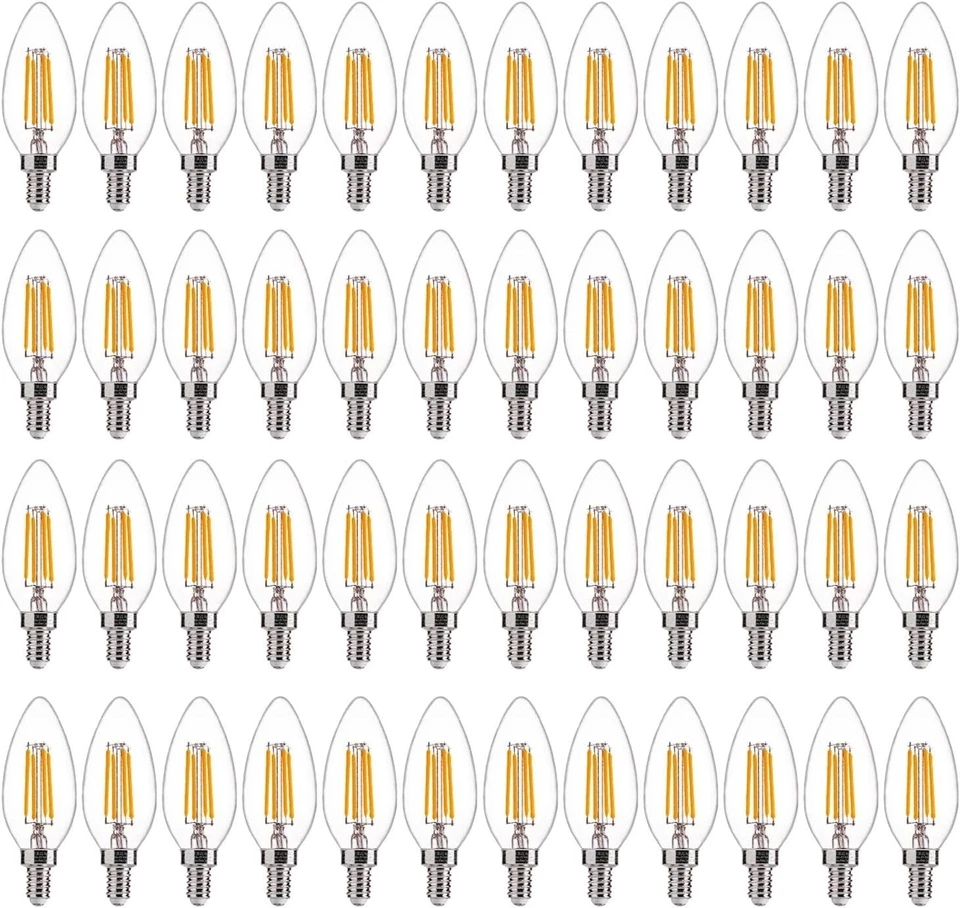 Dimmable LED Chandelier Light Bulbs - 48 Pack, E12 Base - Image 3 of 4