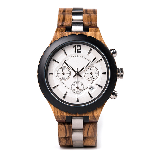 Fathers Day Gift, Wooden Watch, Men's Watch, Mens Gift, Quartz Chronograph Watch - Picture 2 of 7