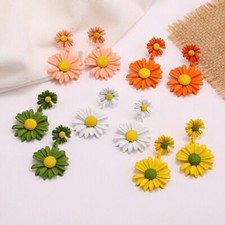 Fashion Long Daisy Flower Earrings Women Ear Stud Drop Dangle Gift Jewelry