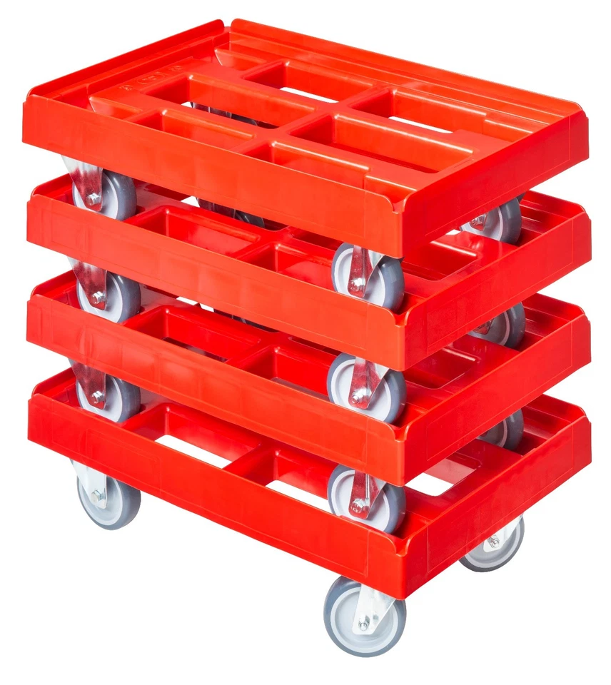 4 x Transportroller Transportwagen für Kisten 2 Bock + 2 Lenkrollen 60 x 40 cm