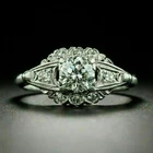 1.50Ct Round Cut Real Moissanite Vintage Engagement Ring 14K White Gold Plated