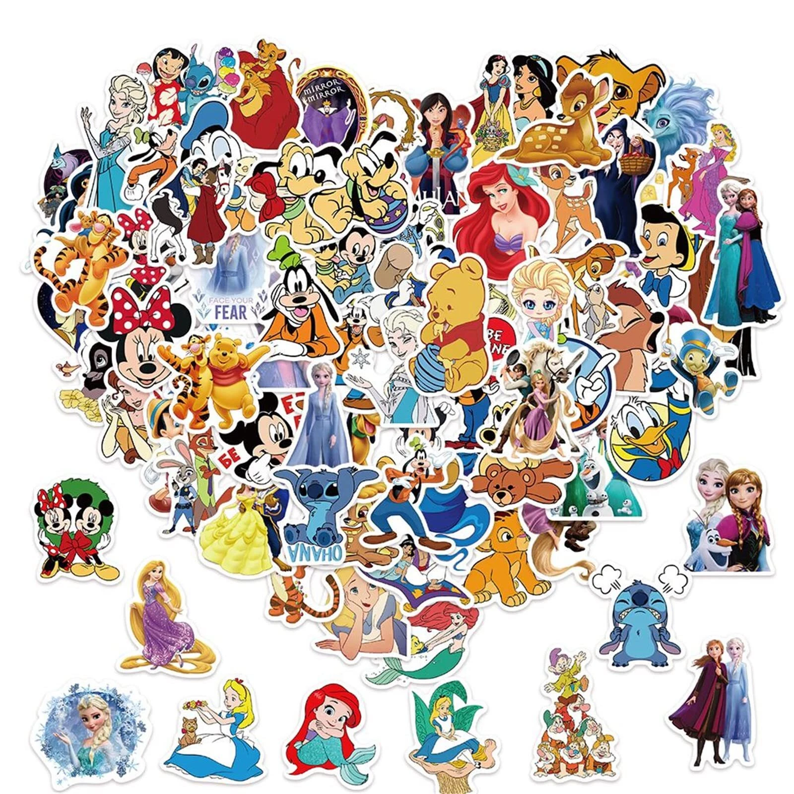 100Pcs Kids Disney Stickers Pack Princess Cute Cartoon Characters | eBay