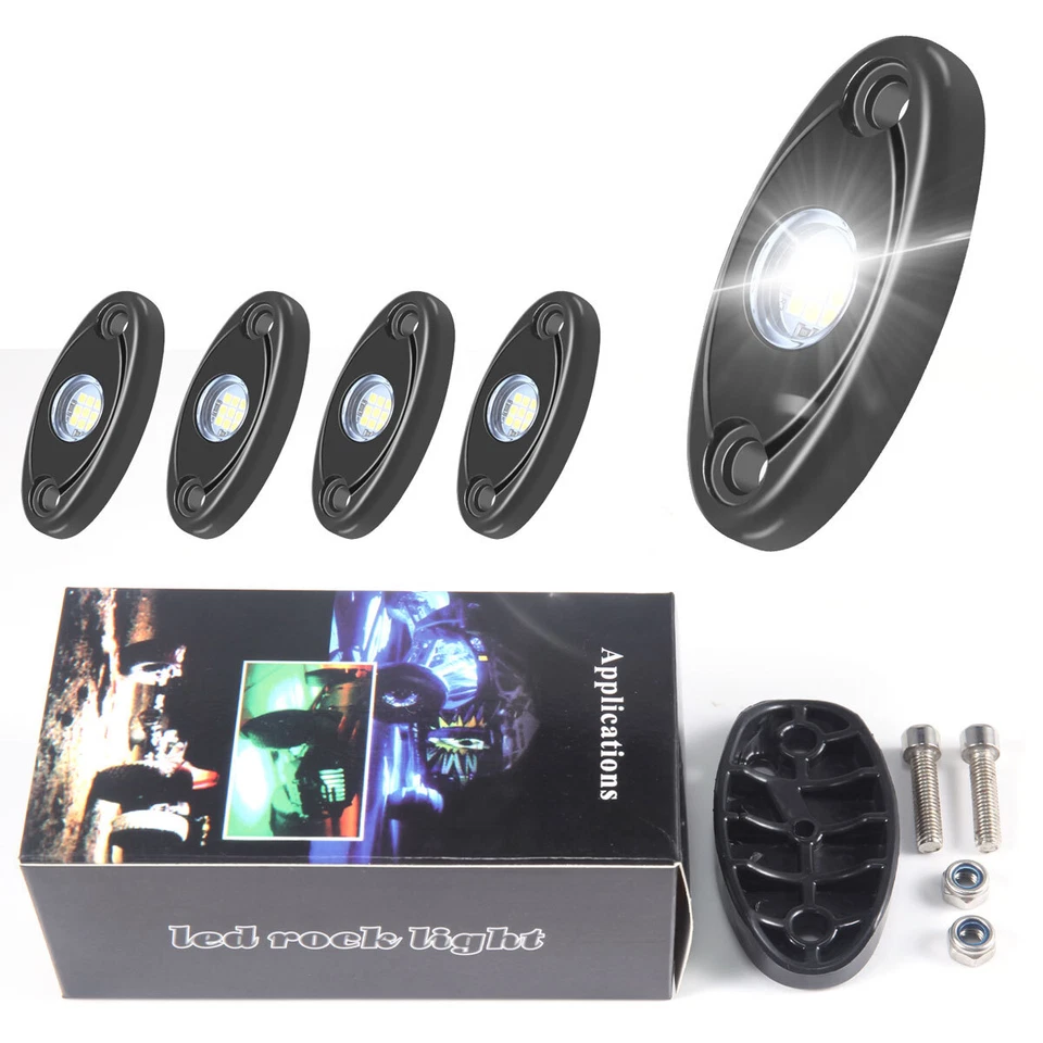 Luces de roca LED blancas para Jeep todoterreno barco camión UTV ATV coche debajo de la carrocería GRAN VENTA Foto 4 de 4