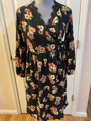 Beautiful Black Floral Dress Size Small