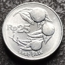 25 rupii 1996 Indonezja 🇮🇩 gałka muszkatołowa (Myristica fragrans) - KM# 55