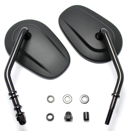 BLACK TAPERED REARVIEW SHORT STEM MIRRORS FOR HARLEY CRUISER TOURING BIKES US - Picture 8 of 11