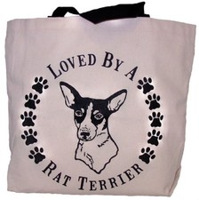 Loved By A Rat Terrier Tote Bag New MADE IN USA