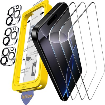 Ferilinso Full Coverage 3 Pack Screen Protector for iPhone 16 Pro [Phone Case fi