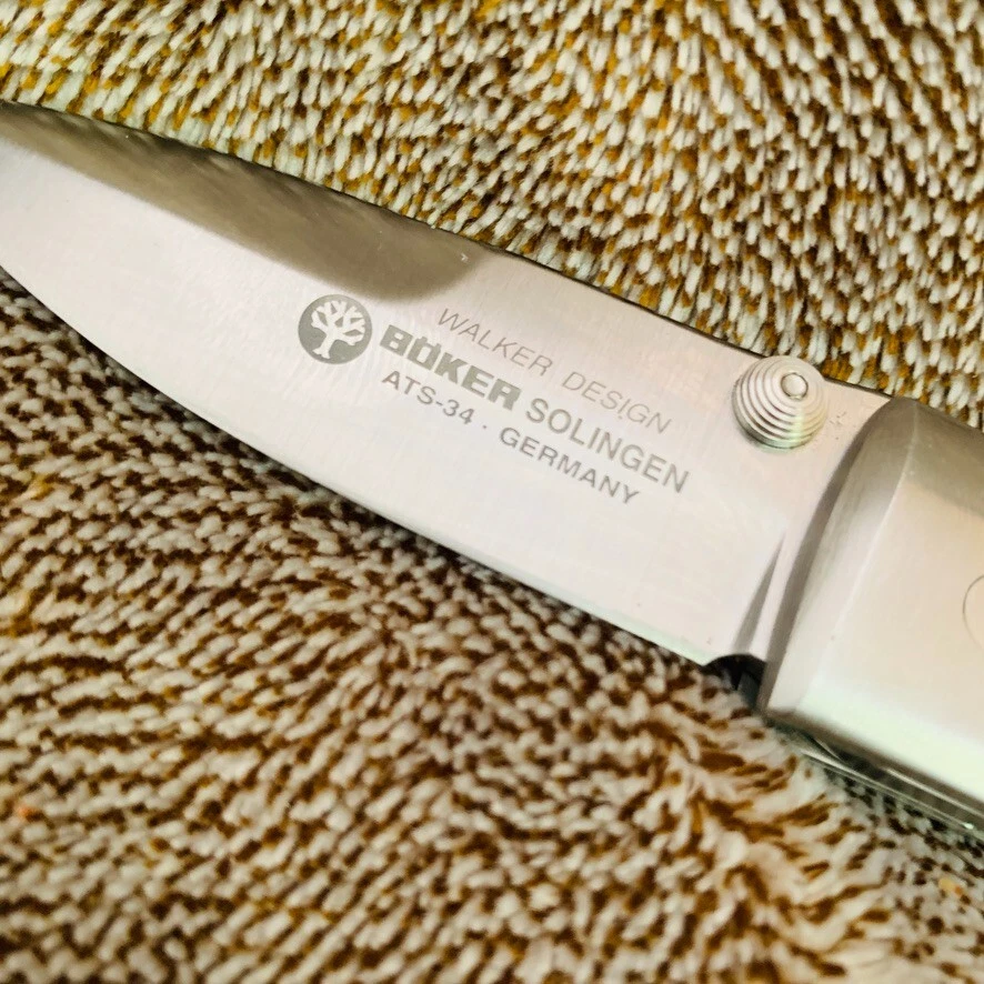 Cuchillo Plegable Boker Gris Carbón "Madera" Walker Design Solingen Alemania ATS-34 Foto 2 de 4