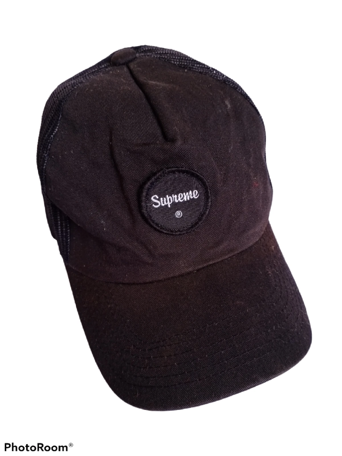 Vintage Supreme Trucker Black Hat Cap Patches Net Made In Usa Authentic OG