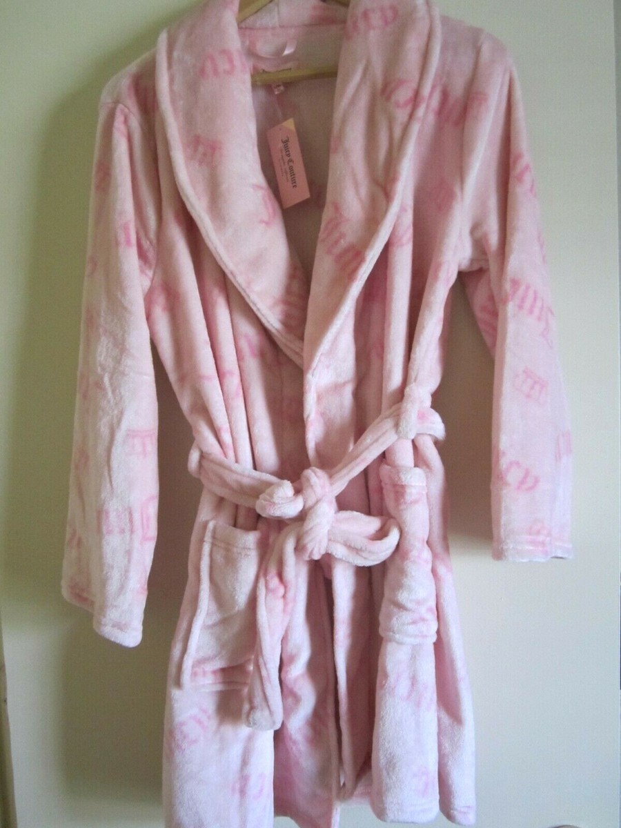Juicy Couture Bathrobe Robe Sleepwear Light Pink Crown S/M or L/XL Women |  eBay