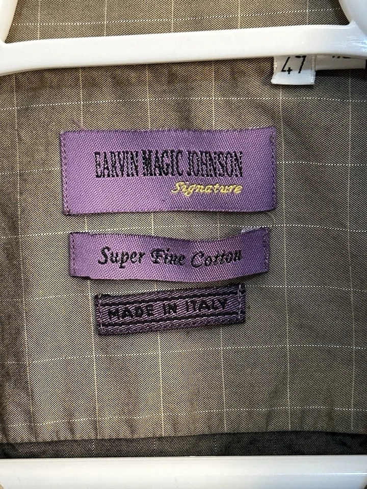 CAMISA DE VESTIR EARVIN MAGIC JOHNSON SIGNATURE PARA HOMBRE Talla 47 2XL 38/39 Hecha en Italia Foto 2 de 4
