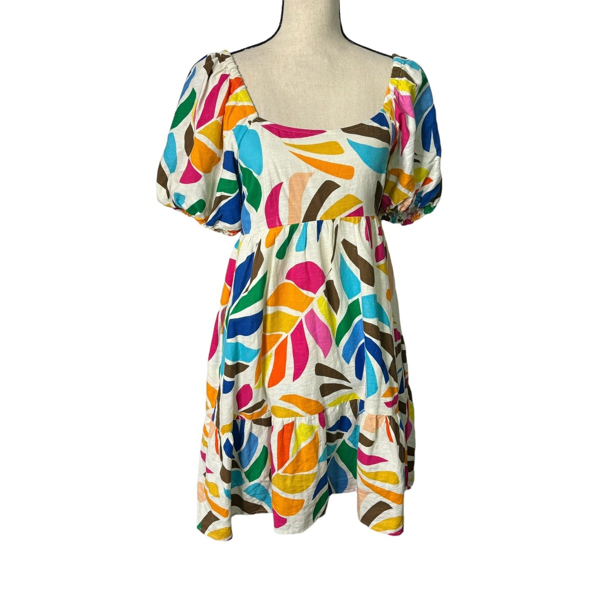 Tabitha Brown Dress Womens Small Multicolor Botanical Print Above Knee Smocked | eBay Tabitha Brown Dress Womens Small Multicolor Botanical Print Above Knee Smocked | eBay