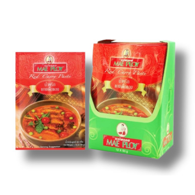 MAE PLOY Red Curry Paste Thai No MSG, Color, or Preservatives 50g x 12 pack